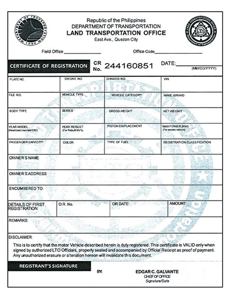 blank lto certificate of registration form|Lto Motor Vehicle Registration .